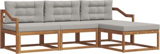 vidaXL Conjunto De Sof&aacute;s De Exterior 4 Uds. Gris Natural Y Claro Vidaxl