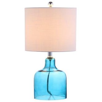 Jonathan Y Designs Gemma Glass Bell LED Table Lamp in Moroccan Blue at Nordstrom