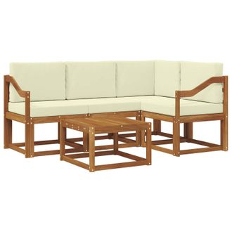 vidaXL Conjunto De Sof&aacute;s De Exterior Con Coj&iacute;n 5 Pcs Natural Y Crema Vidaxl