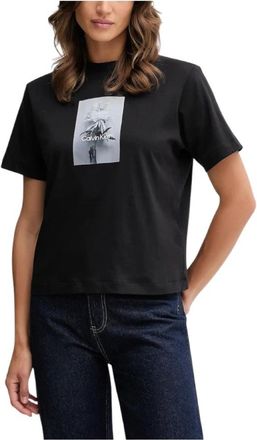 Calvin Klein Boxed Bloemen Box Tee - Dames - T-shirts - Zwart - S - Katoen - Tops
