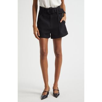 Cinq &agrave; Sept Aldi Belted High Waist Shorts in Black at Nordstrom Rack, Size 10