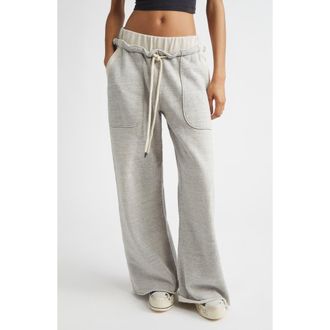 R13 Side Insert Wide Leg Cotton Sweatpants in Heather Grey W/Oatmeal at Nordstrom, Size Medium