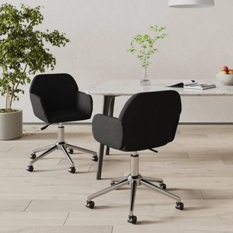 vidaXL Sillas De Comedor Giratorias 2 Unidades Tela Negro Vidaxl
