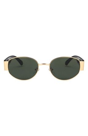 Fifth and Ninth Elliot 57mm Polarized Oval Sunglasses in Dark Green/gold at Nordstrom
