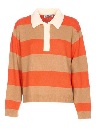 Essentiel striped buttoned polo top - Orange