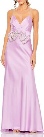 Mac Duggal Rhinestone Bow Cami Draped Trumpet Gown in Lilac at Nordstrom, Size 14
