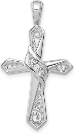 Diamond2Deal 14k Gold 1/20 carat Diamond Cross Pendant