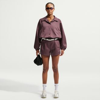 Nike Womens Nike Sportswear High-Waisted Satin Hot Shorts in Purple | IF0565-502