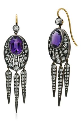 Fred Leighton Signed Fred Leighton Amethyst & Diamond Drop Earrings in Gold at Nordstrom