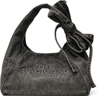 Marc Jacobs The Bow Denim Sack Bag Womens Handbags Black Wash, Cotton/Denim