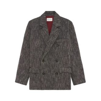 Dr&ocirc;le de Monsieur Tweed Double-Breasted Jas - Heren - Mantels - Zwart - Maat: M Tweed