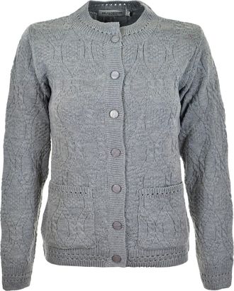 Beau Monde Womens Knittedd Cardigan Crew Neck Button Closure (14/16, Grey)