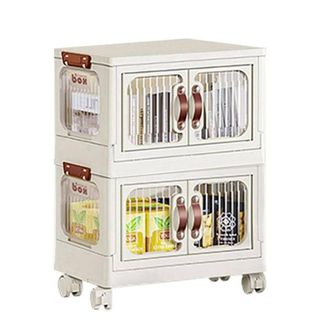 Trade Shop Trade Shop - Scatola Portaoggetti Contenitori Salva Spazio Due Strati Ruote E Coperchio Casa