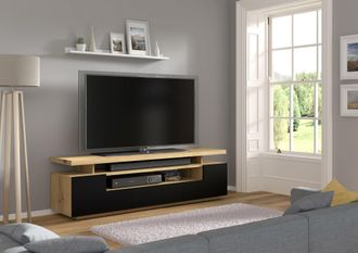 EVA Bim Furniture - Mueble De Tv Eva 180 Cm De Mdf Roble Artesanal / Negro Mate