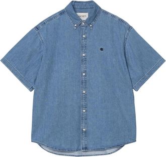 Carhartt Work in Progress S/S Lucas Shirt - Heren - Spijkeroverhemden - Blauw - M - Katoen - Overhemden