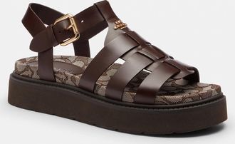 Coach Lucy Lug Sole Sandal In Signature Jacquard