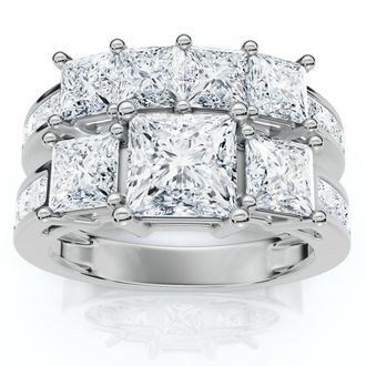 Pompeii3 3 1/2Ct Princess Cut Diamond Engagement Ring Set 14k Gold or Platinum Lab Grown