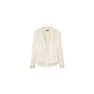 Twinset Blusa de Georgette con Encaje - Blouses & Shirts - Mujer - Blanco - XS