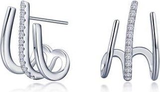 Lafonn Simulated Diamond Triple Claw Huggie Hoop Earrings in White at Nordstrom Rack