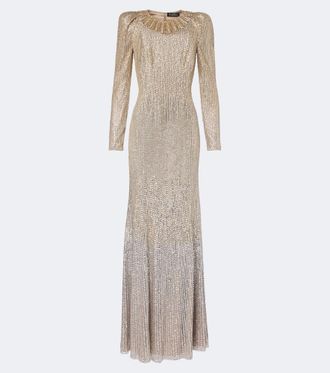 Jenny Packham Abito lungo Sisi con cristalli
