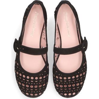 Pretty Ballerinas Suede Die Cut Mary Jane in Black at Nordstrom, Size 39