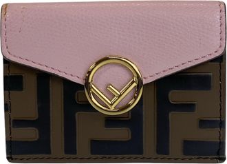 Fendi Brown Pink Leather Wallet (Tri-Fold) (Pre-Owned)