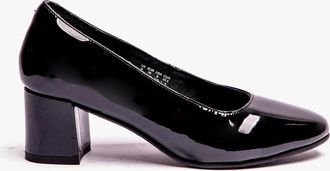 Hush Puppies Womens Hush Puppies ANNA Womens Leather Court Shoes Patent Black - Size: 3