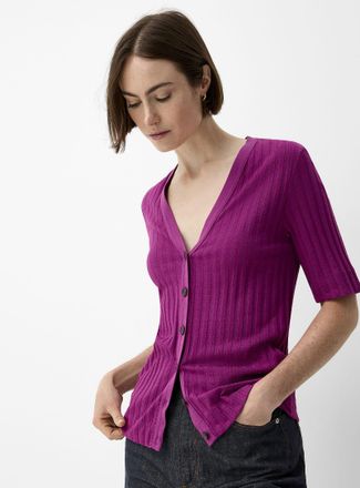 Marc O'Polo Shirt - Womens Wide-rib buttoned stretch T-shirt