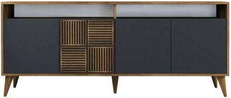 Dmora Consolle Jole, Credenza da soggiorno, Armadio basso per tv, Base parete attrezzata, 180x35 h79 cm, Noce e Antracite - Dmora