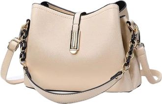 Generic Compatible For Ladies Bucket Bag Large Capacity Commuter Handbag Crossbody PU(Kaki)