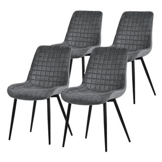 ML Design Ml-design - Set 4x Sillas De Comedor Antracita Con Respaldo, Asiento Ergon&oacute;mico Acolchado Tapizado De Terciopelo Con Patas De Metal Sill&oacute;n Para Mesa D