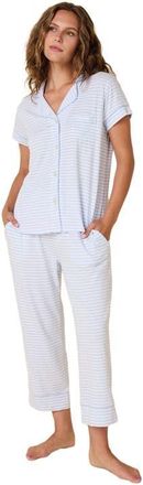 The Cats Pajamas Pima Knit Holiday Capri Set in Heavenly Blue at Nordstrom, Size X-Large