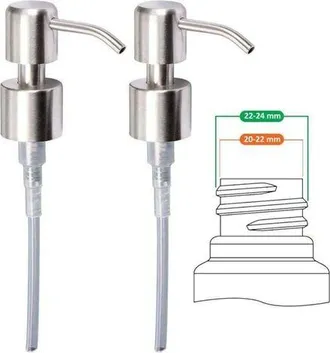 OEM Bomba De Repuesto Para Dispensador De Jab&oacute;n L&iacute;quido - Acero Inoxidable, Acabado Cepillado, 2 Piezas - 24 Mm Langray Regadera