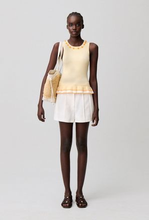 Claudie Pierlot Top maille col rond fleurs