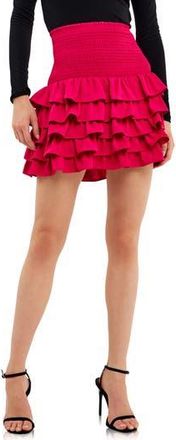 endless rose Smocked Tiered Ruffle Miniskirt in Fuchsia at Nordstrom Rack, Size X-Small