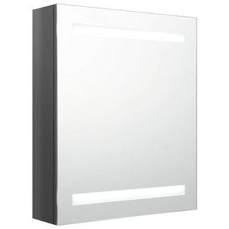vidaXL Armario De Ba&ntilde;o Con Espejo Led Gris Brillante 50x14x60 Cm Vidaxl
