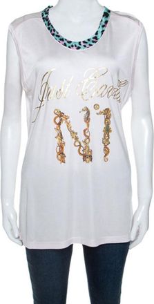 Just Cavalli Pale Pink Logo Print Jersey Oversized Sleeveless Top