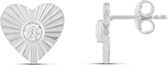 SHYMI Fluted Heart Cubic Zirconia Stud Earrings in Silver at Nordstrom