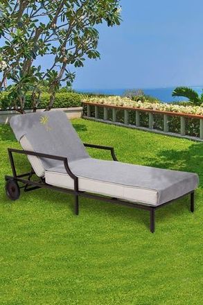 Linum Home Textiles 100% Turkish Cotton Palm Tree Embroidered Standard Size Chaise Lounge Cover - Grey at Nordstrom Rack