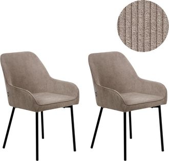 Beliani Conjunto de 2 sillas de comedor pana beige