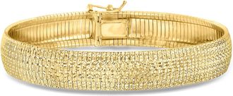Ross-Simons Italian 18kt Gold Over Sterling Textured and Polished Omega Bracelet