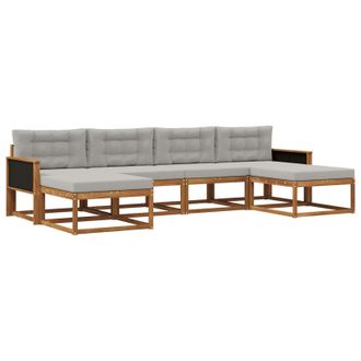 vidaXL Conjunto De Sof&aacute;s De Exterior 6 Pcs Natural Y Gris Claro Vidaxl