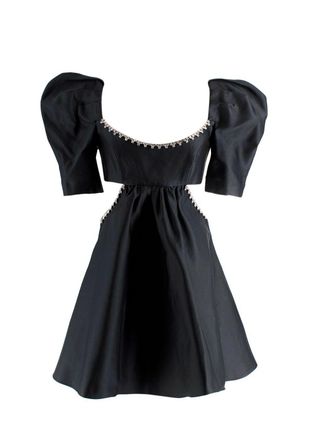 Area Puff-Sleeved Cut-Out Embellished Flared Mini Dress Size XXS