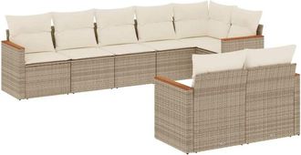 vidaXL Vidaxl - Juego De Sof&aacute;s De Jard&iacute;n Con Cojines Beige 8 Pzas Rat&aacute;n Pe