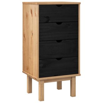 vidaXL Cajonera Otta Negro 45 X 39 X 90 Cm Madera De Pino Maciza Vidaxl