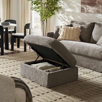 Castlery Agnes Dark Gray Storage Ottoman by Castlery, Grey, Multifunctional, Storage