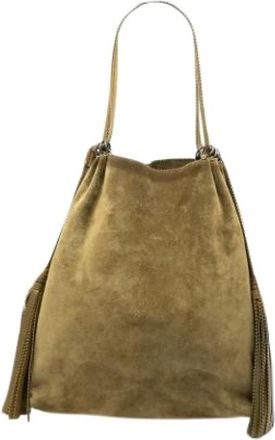 Bottega Veneta Pre-owned Shoulder Bags, female, Green, Size: ONE SIZE Pre-owned Suede Shoulder Bag