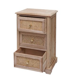 Hhg Hhg - Nunca Usado] C&oacute;moda 674, Cajonera, Madera Rat&aacute;n 63x40x28cm, Color Natural