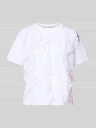 Christian Berg T-Shirt mit R&uuml;schen und Rundhalsausschnitt in Weiss, Gr&ouml;&szlig;e XXL