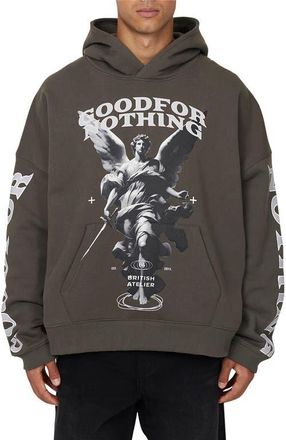 Good For Nothing Boxy Washed Statue Print Hoodie in Grey at Nordstrom, Size X-Large Uk